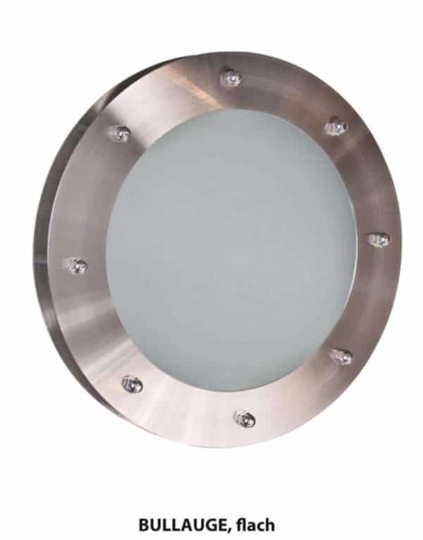 Bullauge ø 350 mm Milchglas Edelstahl mit Teleskoprahmen BT35/2 - beidseitig Schrauben