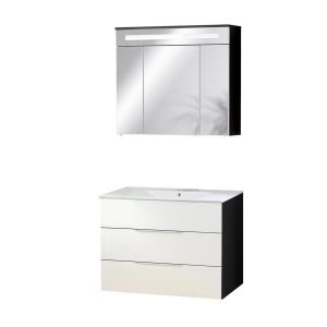 FACKELMANN KARA Waschtisch Set mit Spiegelschrank 80 cm breit