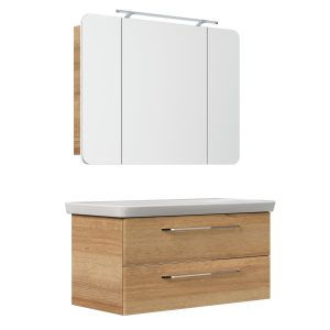 FACKELMANN MILANO Waschtisch Set mit Spiegelschrank 107 cm breit