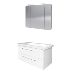 FACKELMANN MILANO Waschtisch Set mit Spiegelschrank 107 cm breit