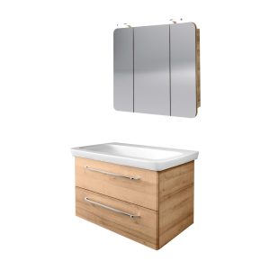 FACKELMANN MILANO Waschtisch Set mit Spiegelschrank 88 cm breit