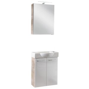 FACKELMANN SBC STANFORD Gäste WC Waschtisch Set mit Spiegelschrank 55 cm breit
