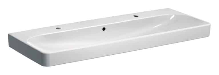 GEBERIT SMYLE SQUARE Doppel-Waschbecken Keramik 120 cm breit