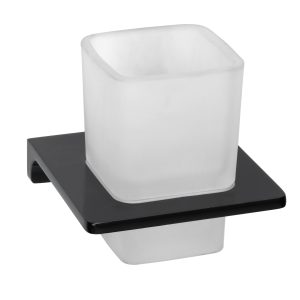 BadeDu SIRIUS Glas mit Halter Schwarz matt