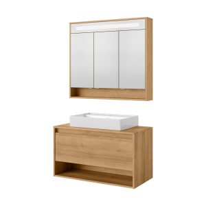 FACKELMANN NATURA Waschtisch Set mit Spiegelschrank 94 cm breit