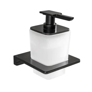 BadeDu SIRIUS Seifenspender mit Halter Schwarz matt
