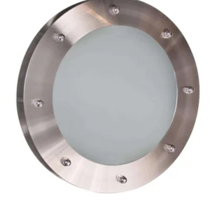 Bullauge ø 350 mm Milchglas Edelstahl mit Teleskoprahmen BT35/2 - beidseitig Schrauben