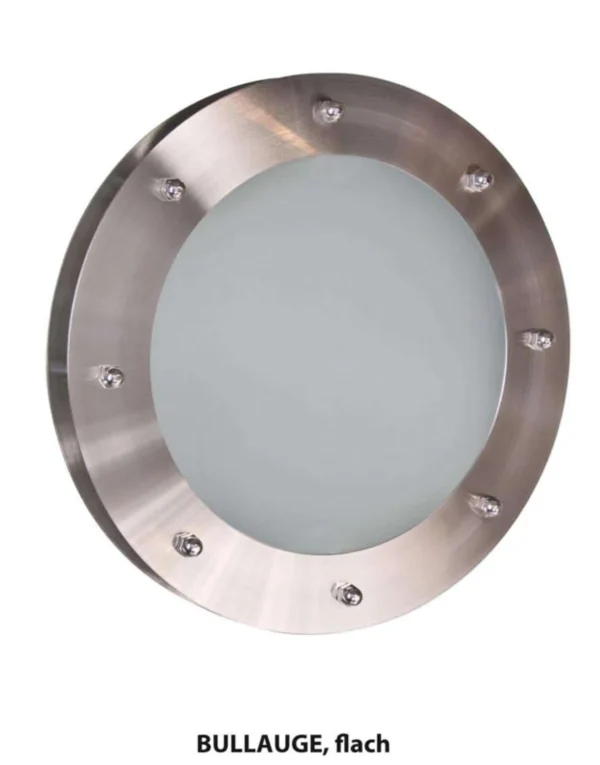Bullauge ø 450 mm Milchglas Edelstahl mit Teleskoprahmen BT45/2 - beidseitig Schrauben