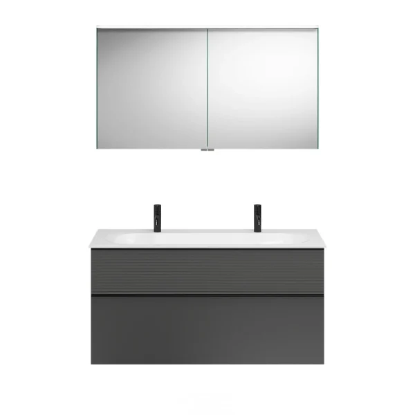 Burgbad FIUMO Waschtisch Set mit Spiegelschrank 122 cm breit