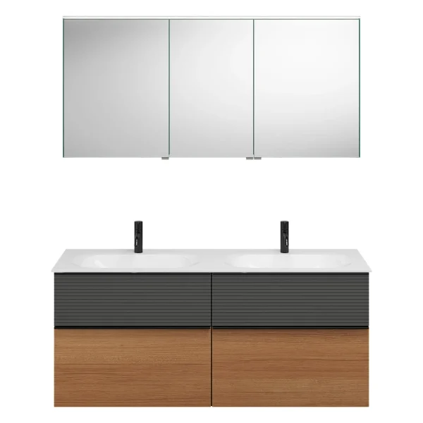 Burgbad FIUMO Waschtisch Set mit Spiegelschrank 142 cm breit