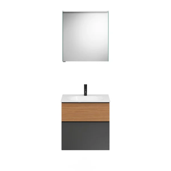 Burgbad FIUMO Waschtisch Set mit Spiegelschrank 62 cm breit
