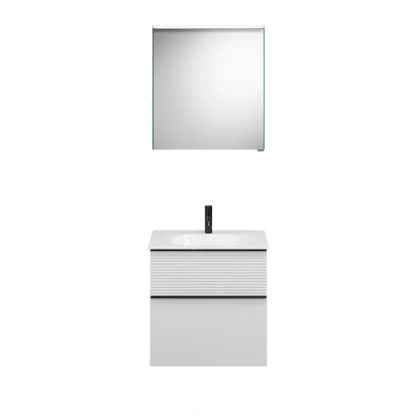 Burgbad FIUMO Waschtisch Set mit Spiegelschrank 62 cm breit
