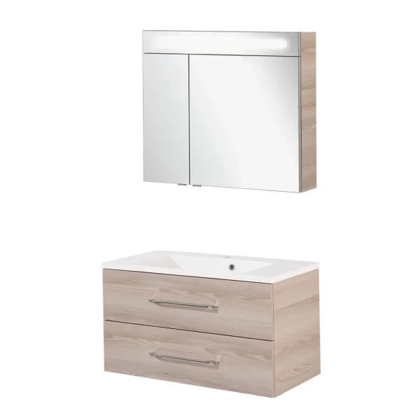 FACKELMANN B.CLEVER Waschtisch Set mit Spiegelschrank 90 cm breit