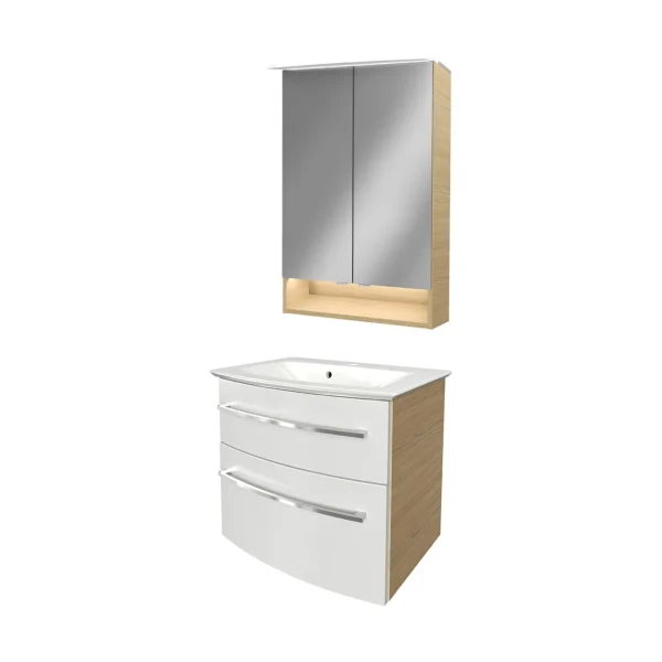 FACKELMANN B.STYLE Waschtisch Set mit Spiegelschrank 60 cm breit