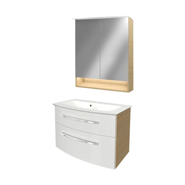 FACKELMANN B.STYLE Waschtisch Set mit Spiegelschrank 80 cm breit