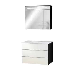 FACKELMANN KARA Waschtisch Set mit Spiegelschrank 80 cm breit