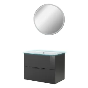 FACKELMANN LUNA Waschtisch Set mit Spiegel 80 cm breit