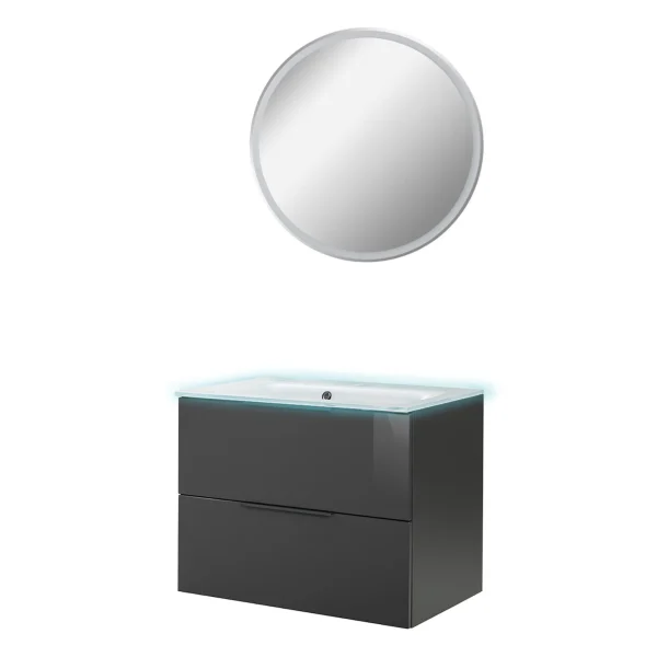 FACKELMANN LUNA Waschtisch Set mit Spiegel 80 cm breit