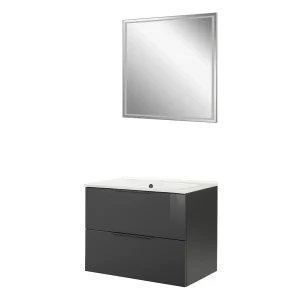 FACKELMANN LUNA Waschtisch Set mit Spiegel 80 cm breit
