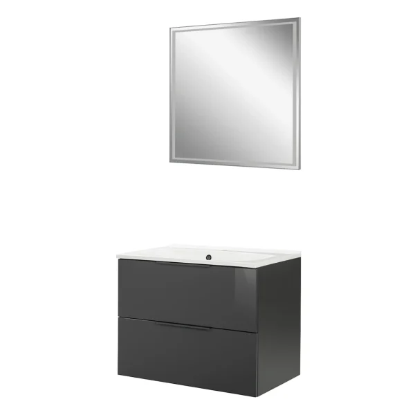 FACKELMANN LUNA Waschtisch Set mit Spiegel 80 cm breit