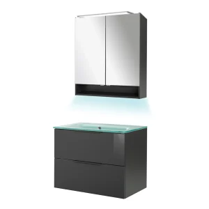 FACKELMANN LUNA Waschtisch Set mit Spiegelschrank 80 cm breit