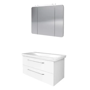 FACKELMANN MILANO Waschtisch Set mit Spiegelschrank 107 cm breit
