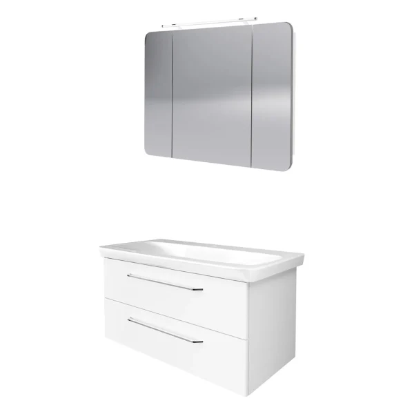 FACKELMANN MILANO Waschtisch Set mit Spiegelschrank 107 cm breit