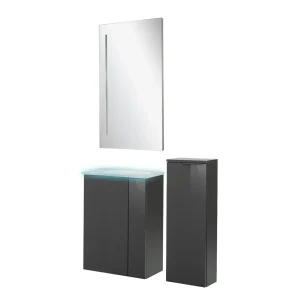 FACKELMANN SBC LUNA Gäste WC Waschtisch Set mit Spiegel 45 cm breit