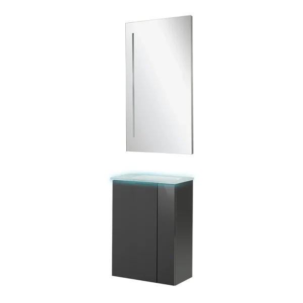 FACKELMANN SBC LUNA Gäste WC Waschtisch Set mit Spiegel 45 cm breit
