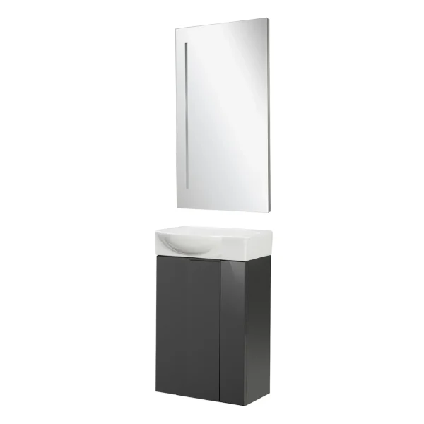 FACKELMANN SBC LUNA Gäste WC Waschtisch Set mit Spiegel 45 cm breit
