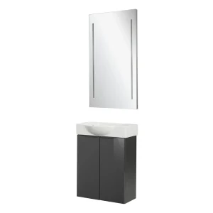 FACKELMANN SBC LUNA Gäste WC Waschtisch Set mit Spiegel 55 cm breit