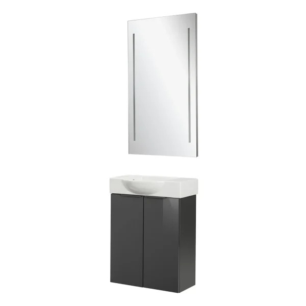 FACKELMANN SBC LUNA Gäste WC Waschtisch Set mit Spiegel 55 cm breit