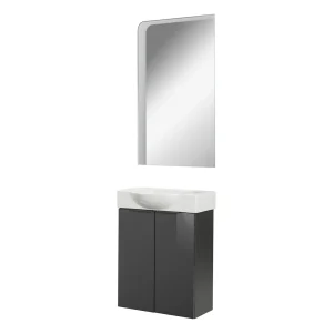 FACKELMANN SBC LUNA Gäste WC Waschtisch Set mit Spiegel 55 cm breit