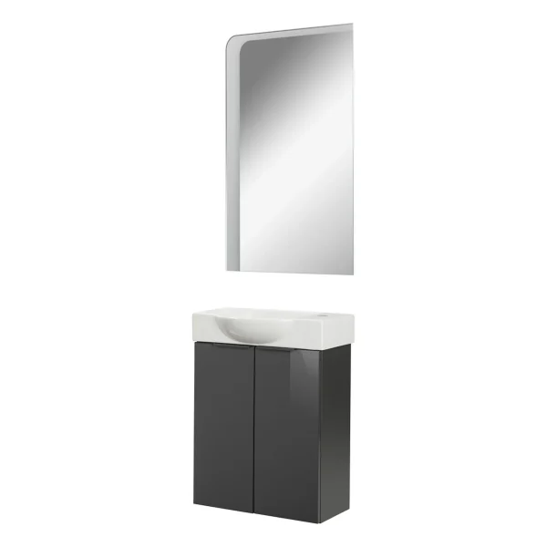 FACKELMANN SBC LUNA Gäste WC Waschtisch Set mit Spiegel 55 cm breit