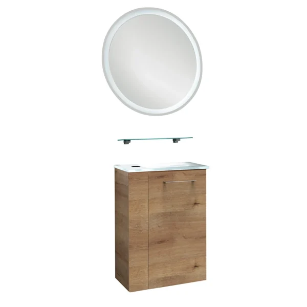 FACKELMANN SBC MILANO Gäste WC Waschtisch Set mit Spiegel 45 cm breit