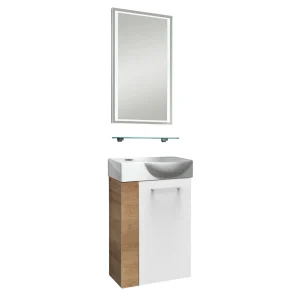 FACKELMANN SBC MILANO Gäste WC Waschtisch Set mit Spiegel 45 cm breit