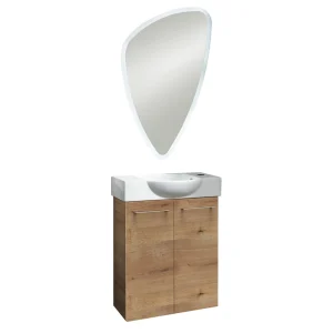 FACKELMANN SBC MILANO Gäste WC Waschtisch Set mit Spiegel 55 cm breit