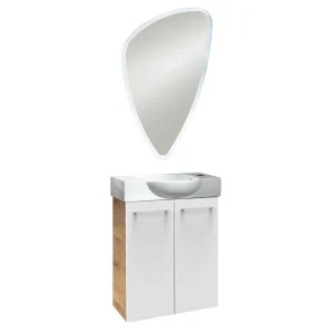 FACKELMANN SBC MILANO Gäste WC Waschtisch Set mit Spiegel 55 cm breit