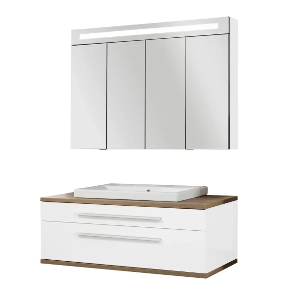 FACKELMANN STANFORD Waschtisch Set mit Spiegelschrank 110 cm breit