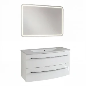 LANZET IMPULSO Waschtisch Set mit Spiegel 90 cm breit