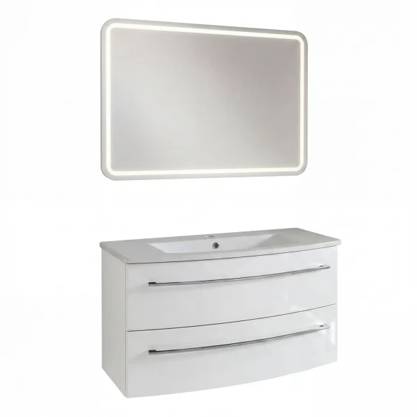 LANZET IMPULSO Waschtisch Set mit Spiegel 90 cm breit