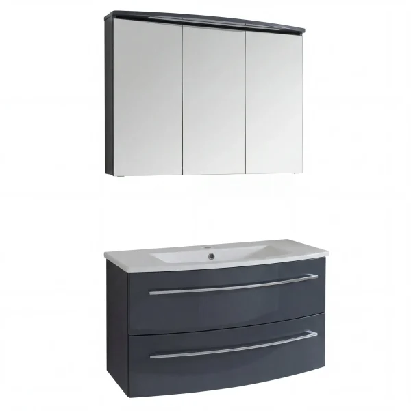 LANZET IMPULSO Waschtisch Set mit Spiegelschrank 90 cm breit