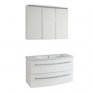 LANZET IMPULSO Waschtisch Set mit Spiegelschrank 90 cm breit