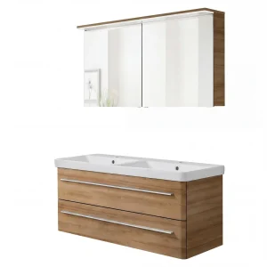 LANZET K8 Waschtisch Set mit Spiegelschrank 120 cm breit