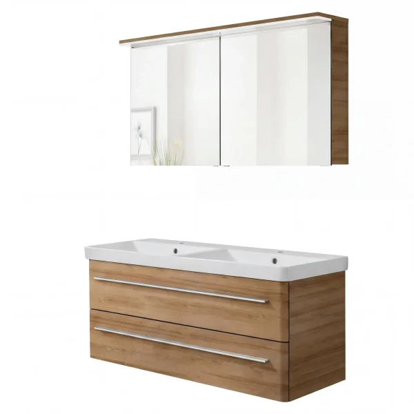 LANZET K8 Waschtisch Set mit Spiegelschrank 120 cm breit