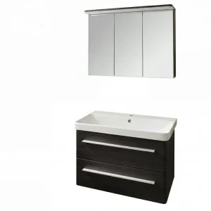 LANZET K8 Waschtisch Set mit Spiegelschrank 80 cm breit