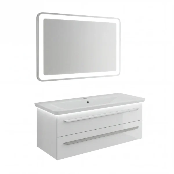 LANZET M9 Waschtisch Set mit Spiegel 130 cm breit