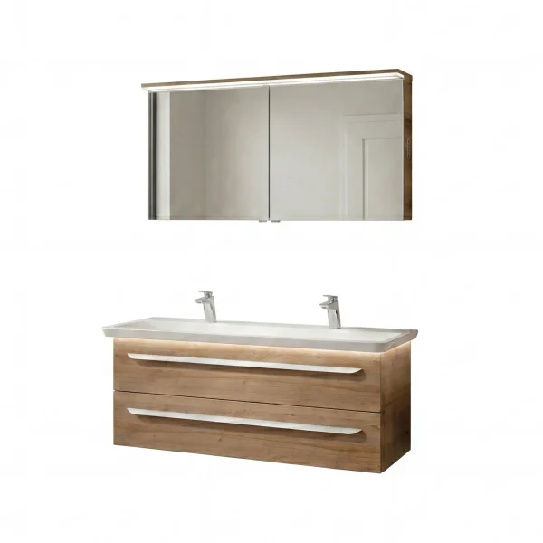 LANZET M9 Waschtisch Set mit Spiegelschrank 130 cm breit
