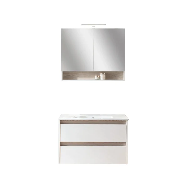 BADEDU OKA Waschtisch Set mit Spiegelschrank 81 cm breit