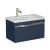 BADEDU FILS Waschbecken mit Unterschrank 69 cm breit, Blau, Waschbecken Gussmarmor Weiß, Griff Silber